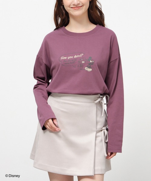 Honeys（ハニーズ）の「ディズニー／ゆるＴシャツ（Tシャツ/カットソー・レディース・ダークブルー/ピンク/ブラウン/パープル/スミクロ・L/LL/M/S/SS）」の5枚目の写真