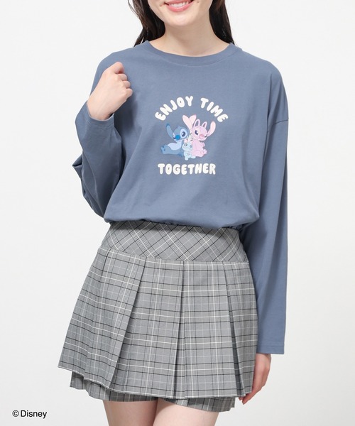 Honeys（ハニーズ）の「ディズニー／ゆるＴシャツ（Tシャツ/カットソー・レディース・ダークブルー/ピンク/ブラウン/パープル/スミクロ・L/LL/M/S/SS）」の4枚目の写真