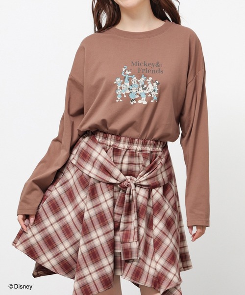 Honeys（ハニーズ）の「ディズニー／ゆるＴシャツ（Tシャツ/カットソー・レディース・ダークブルー/ピンク/ブラウン/パープル/スミクロ・L/LL/M/S/SS）」の3枚目の写真