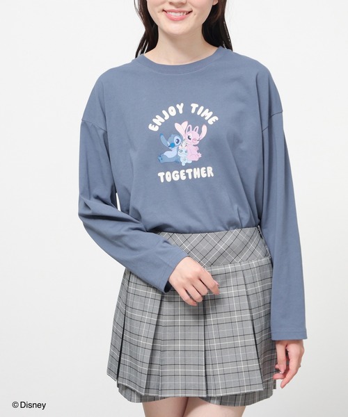 Honeys（ハニーズ）の「ディズニー／ゆるＴシャツ（Tシャツ/カットソー・レディース・ダークブルー/ピンク/ブラウン/パープル/スミクロ・L/LL/M/S/SS）」の7枚目の写真