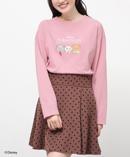 Honeys（ハニーズ）の「ディズニー／ゆるＴシャツ（Tシャツ/カットソー・レディース・ダークブルー/ピンク/ブラウン/パープル/スミクロ・L/LL/M/S/SS）」の8枚目の写真