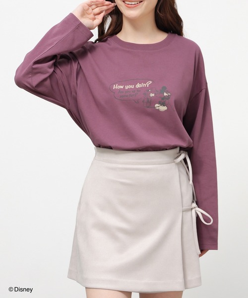 Honeys（ハニーズ）の「ディズニー／ゆるＴシャツ（Tシャツ/カットソー・レディース・ダークブルー/ピンク/ブラウン/パープル/スミクロ・L/LL/M/S/SS）」の9枚目の写真