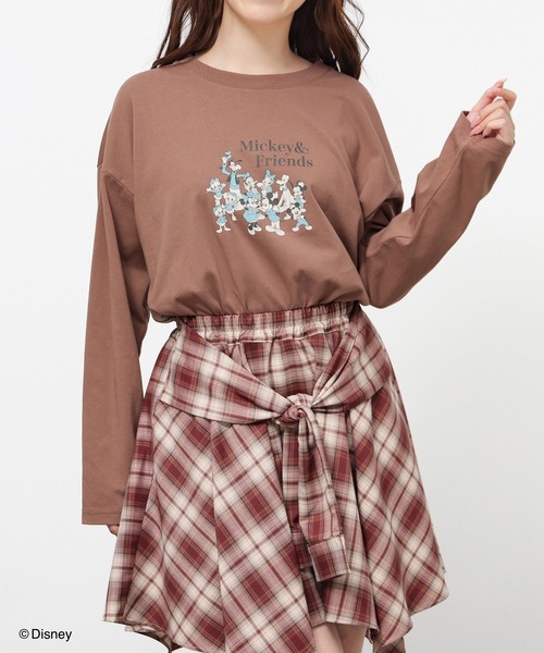 Honeys（ハニーズ）の「ディズニー／ゆるＴシャツ（Tシャツ/カットソー・レディース・ダークブルー/ピンク/ブラウン/パープル/スミクロ・L/LL/M/S/SS）」の10枚目の写真