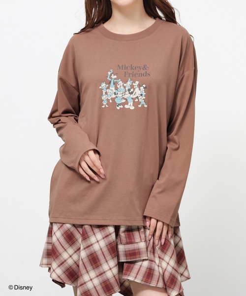 Honeys（ハニーズ）の「ディズニー／ゆるＴシャツ（Tシャツ/カットソー・レディース・ダークブルー/ピンク/ブラウン/パープル/スミクロ・L/LL/M/S/SS）」の21枚目の写真
