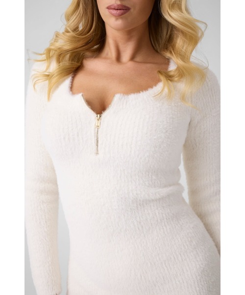 Guess（ゲス）の「JAYCEE Half Zip Sweater Dress ワンピース ニットワンピース（ワンピース・レディース・クリーム・MEDIUM/X-SMALL/SMALL）」の3枚目の写真