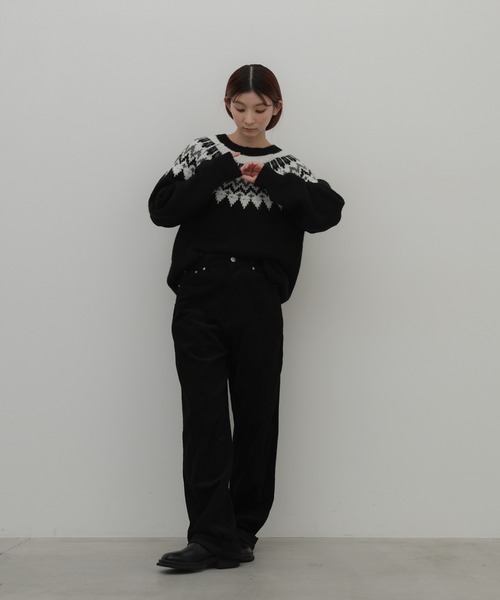 select MOCA（セレクトモカ）の「クルーネックノルディックニット（ニット/セーター・レディース・グレー/ブラック/グレイッシュベージュ・FREE）」の15枚目の写真