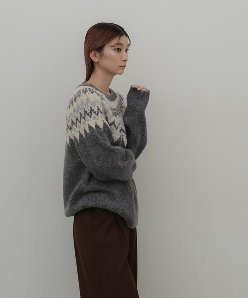 select MOCA（セレクトモカ）の「クルーネックノルディックニット（ニット/セーター・レディース・グレー/ブラック/グレイッシュベージュ・FREE）」の19枚目の写真