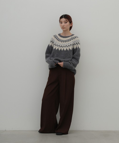select MOCA（セレクトモカ）の「クルーネックノルディックニット（ニット/セーター・レディース・グレー/ブラック/グレイッシュベージュ・FREE）」の20枚目の写真