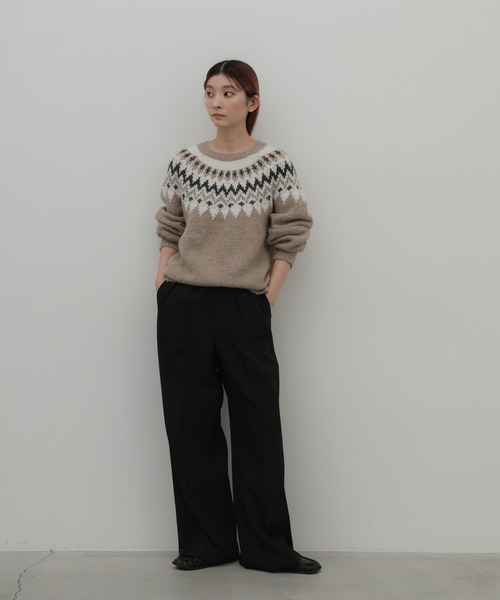 select MOCA（セレクトモカ）の「クルーネックノルディックニット（ニット/セーター・レディース・グレー/ブラック/グレイッシュベージュ・FREE）」の6枚目の写真