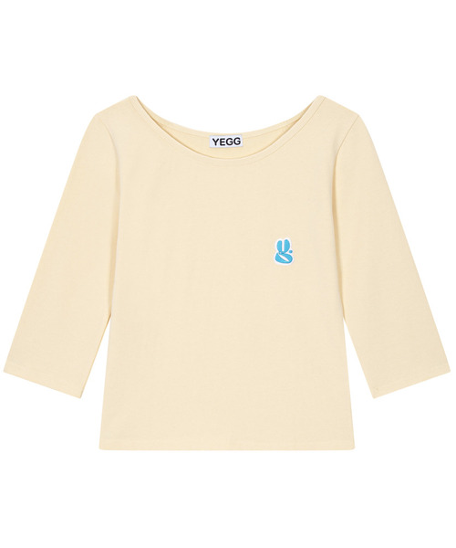 YEGG(イェグ)の「7スリーブトップス(Tシャツ/カットソー・レディース・ライトイエロー/ネイビー・FREE)」の1枚目の写真