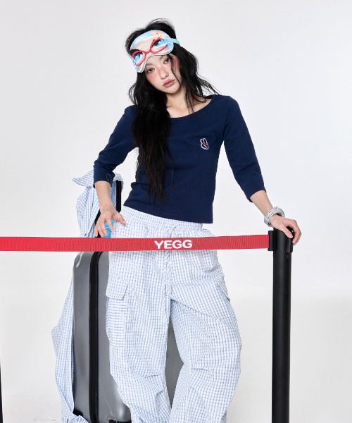 YEGG(イェグ)の「7スリーブトップス(Tシャツ/カットソー・レディース・ライトイエロー/ネイビー・FREE)」の9枚目の写真