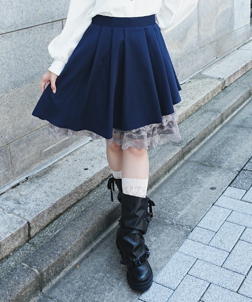 axes femme POETIQUE(アクシーズファムポエティック)の「イレヘムプリーツミドルSK(スカート・レディース・ネイビー/ピンク・MEDIUM)」の1枚目の写真