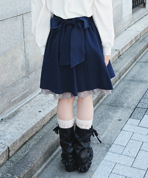 axes femme POETIQUE(アクシーズファムポエティック)の「イレヘムプリーツミドルSK(スカート・レディース・ネイビー/ピンク・MEDIUM)」の5枚目の写真