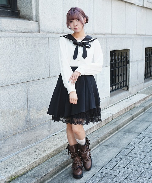 axes femme POETIQUE(アクシーズファムポエティック)の「イレヘムプリーツミドルSK(スカート・レディース・ネイビー/ピンク・MEDIUM)」の11枚目の写真