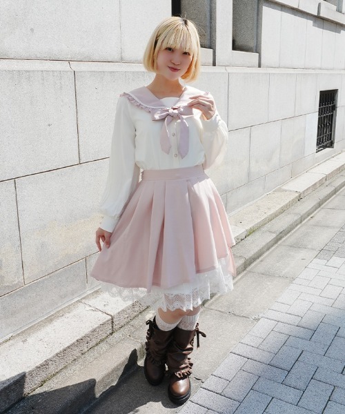 axes femme POETIQUE(アクシーズファムポエティック)の「イレヘムプリーツミドルSK(スカート・レディース・ネイビー/ピンク・MEDIUM)」の15枚目の写真