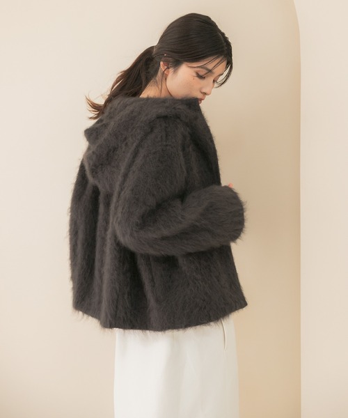 URBAN RESEARCH ROSSO WOMEN(アーバンリサーチ ロッソ)の「カシミヤ混ファーフードコート(その他アウター・レディース・チャコールグレー/アイボリー・FREE)」の22枚目の写真