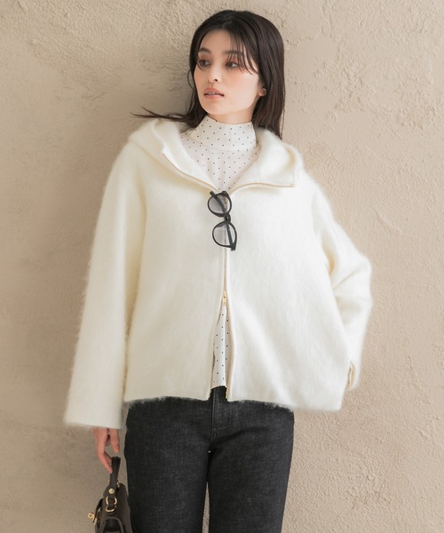 URBAN RESEARCH ROSSO WOMEN(アーバンリサーチ ロッソ)の「カシミヤ混ファーフードコート(その他アウター・レディース・チャコールグレー/アイボリー・FREE)」の16枚目の写真