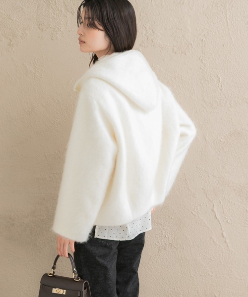 URBAN RESEARCH ROSSO WOMEN(アーバンリサーチ ロッソ)の「カシミヤ混ファーフードコート(その他アウター・レディース・チャコールグレー/アイボリー・FREE)」の18枚目の写真