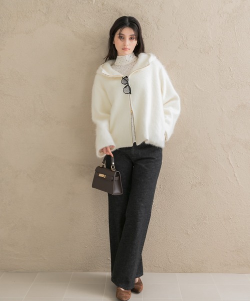 URBAN RESEARCH ROSSO WOMEN(アーバンリサーチ ロッソ)の「カシミヤ混ファーフードコート(その他アウター・レディース・チャコールグレー/アイボリー・FREE)」の20枚目の写真