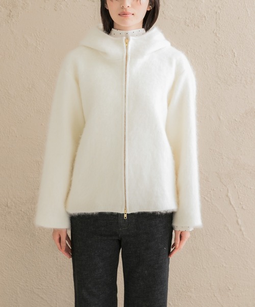 URBAN RESEARCH ROSSO WOMEN(アーバンリサーチ ロッソ)の「カシミヤ混ファーフードコート(その他アウター・レディース・チャコールグレー/アイボリー・FREE)」の21枚目の写真