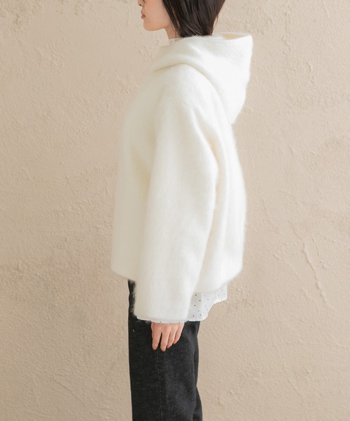 URBAN RESEARCH ROSSO WOMEN(アーバンリサーチ ロッソ)の「カシミヤ混ファーフードコート(その他アウター・レディース・チャコールグレー/アイボリー・FREE)」の10枚目の写真