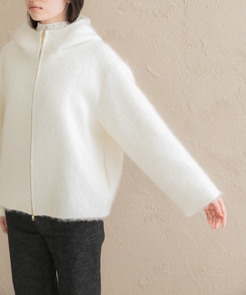 URBAN RESEARCH ROSSO WOMEN(アーバンリサーチ ロッソ)の「カシミヤ混ファーフードコート(その他アウター・レディース・チャコールグレー/アイボリー・FREE)」の12枚目の写真