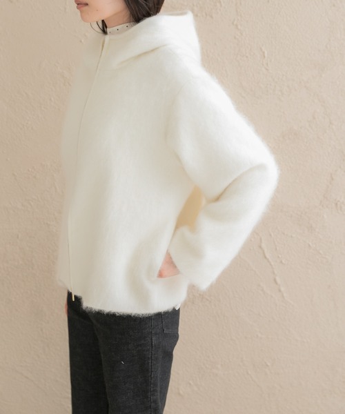 URBAN RESEARCH ROSSO WOMEN(アーバンリサーチ ロッソ)の「カシミヤ混ファーフードコート(その他アウター・レディース・チャコールグレー/アイボリー・FREE)」の13枚目の写真