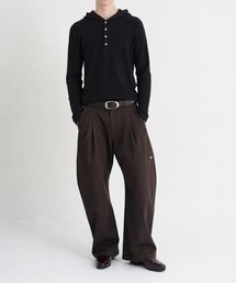 hooded rib long sleeve tee