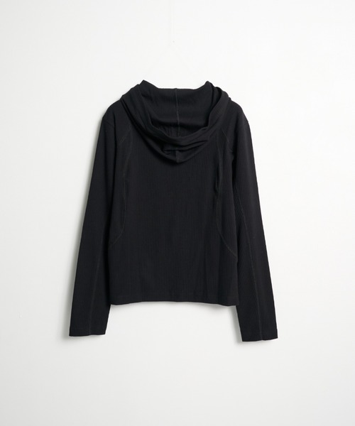CONZ(コンズ)の「hooded rib long sleeve tee(パーカー・メンズ・ブラック/ライトグレー・2/1/3)」の6枚目の写真