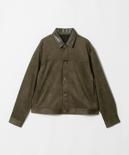 green label relaxing(グリーンレーベルリラクシング)の「スエードライク ファーストタイプ ジャケット(ブルゾン・メンズ・オリーブ/ダークグレー・M/L/S/XL)」の2枚目の写真