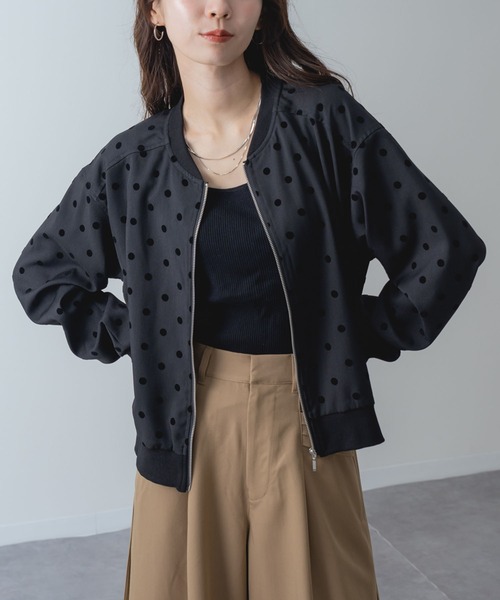 ANNA LUNA（アンナルナ）の「【ANNA LUNA】ドット で魅せる、旬顔 ブルゾン（ブルゾン・レディース・ブラック・MEDIUM）」の7枚目の写真