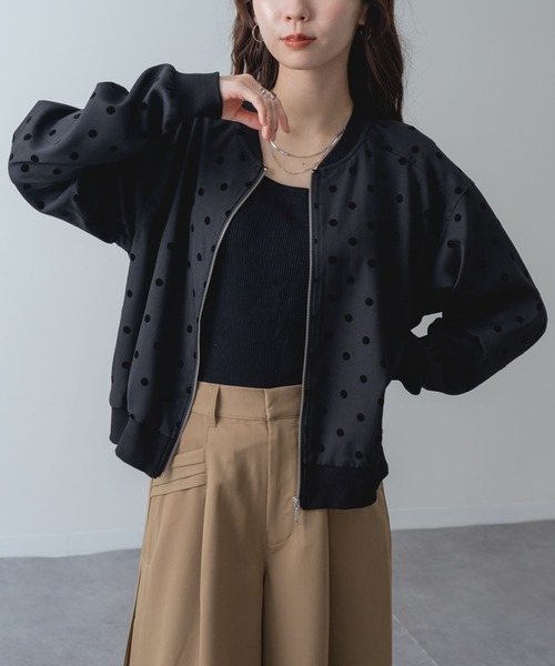 ANNA LUNA（アンナルナ）の「【ANNA LUNA】ドット で魅せる、旬顔 ブルゾン（ブルゾン・レディース・ブラック・MEDIUM）」の6枚目の写真