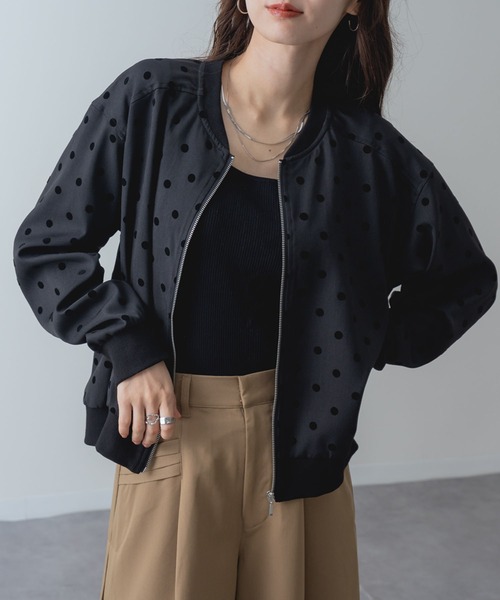 ANNA LUNA（アンナルナ）の「【ANNA LUNA】ドット で魅せる、旬顔 ブルゾン（ブルゾン・レディース・ブラック・MEDIUM）」の9枚目の写真