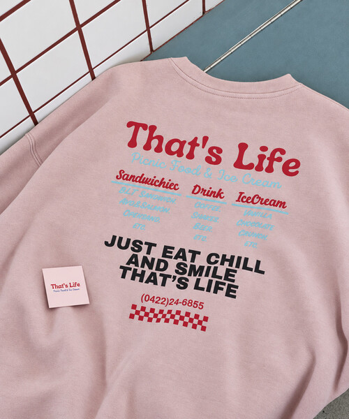 FREAK'S STORE(フリークスストア)の「限定展開 Thats Life SWT クルーネック スウェット(スウェット・メンズ・ブラック/ネイビー/グレー/ピンク・LARGE/SMALL/MEDIUM)」の7枚目の写真