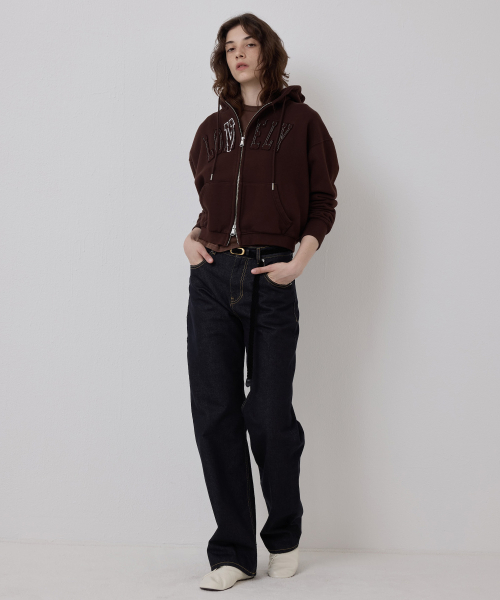 NOHANT（ノアン）の「LONELY/LOVELY クロップフーディ ジップアップ ブラウン（パーカー・レディース・ブラウン・SMALL/MEDIUM）」の2枚目の写真