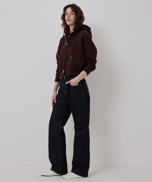 NOHANT（ノアン）の「LONELY/LOVELY クロップフーディ ジップアップ ブラウン（パーカー・レディース・ブラウン・SMALL/MEDIUM）」の3枚目の写真