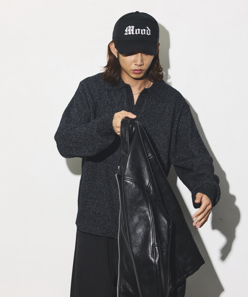 FREAK'S STORE(フリークスストア)の「ブークレ シャギー メランジ スキッパー プルオーバーニット(ニット/セーター・メンズ・ブラック/ブラウン/イエロー/ライトグレー・MEDIUM/LARGE)」の2枚目の写真