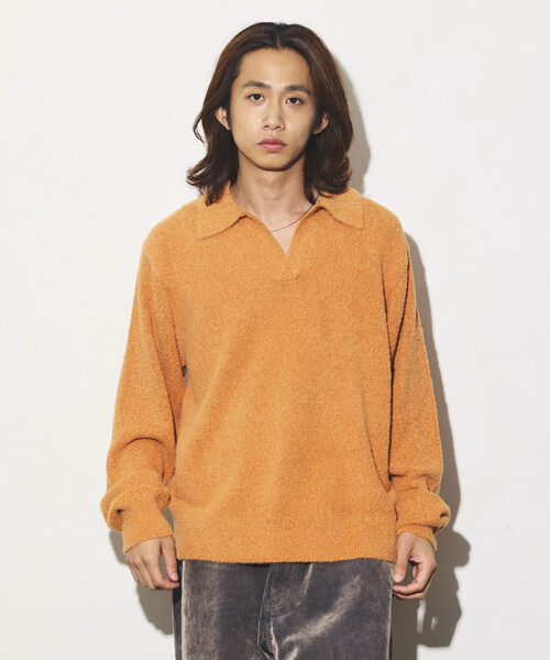 FREAK'S STORE(フリークスストア)の「ブークレ シャギー メランジ スキッパー プルオーバーニット(ニット/セーター・メンズ・ブラック/ブラウン/イエロー/ライトグレー・MEDIUM/LARGE)」の21枚目の写真