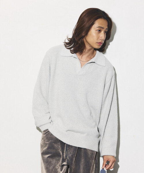 FREAK'S STORE(フリークスストア)の「ブークレ シャギー メランジ スキッパー プルオーバーニット(ニット/セーター・メンズ・ブラック/ブラウン/イエロー/ライトグレー・MEDIUM/LARGE)」の18枚目の写真