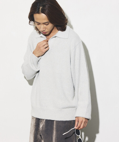 FREAK'S STORE(フリークスストア)の「ブークレ シャギー メランジ スキッパー プルオーバーニット(ニット/セーター・メンズ・ブラック/ブラウン/イエロー/ライトグレー・MEDIUM/LARGE)」の17枚目の写真