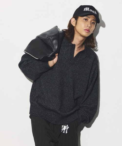 FREAK'S STORE(フリークスストア)の「ブークレ シャギー メランジ スキッパー プルオーバーニット(ニット/セーター・メンズ・ブラック/ブラウン/イエロー/ライトグレー・MEDIUM/LARGE)」の10枚目の写真