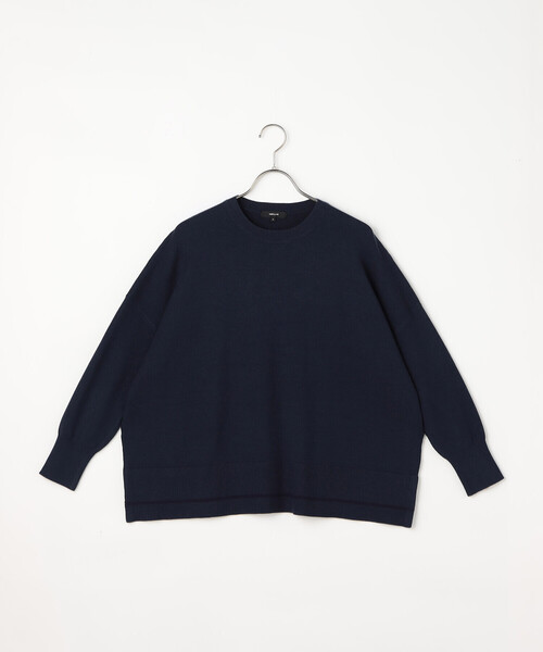 COMME CA ISM(コムサイズム)の「バイカラーライン ポンチョニット(ニット/セーター・レディース・ブラック/ブルー/ブラウン・FREE)」の1枚目の写真