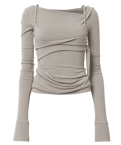 FLAREUP(フレアアップ)の「レイヤードビスチェロングスリーブ (FL-105_Ash Beige)(Tシャツ/カットソー・レディース・ベージュ・OS)」の6枚目の写真