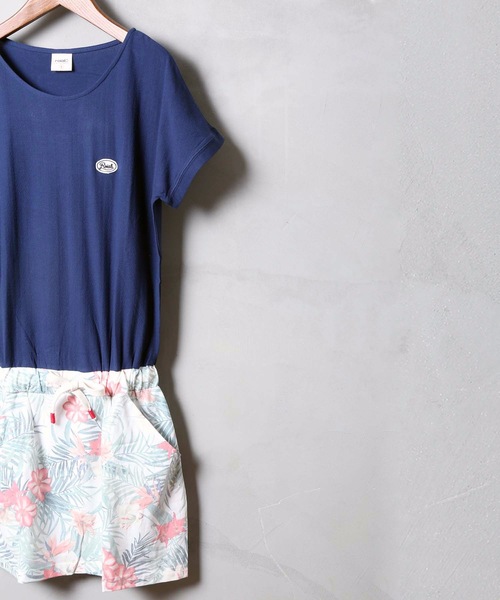 ルームウェア ワンピース ブラウジング ワンポイントブランドロゴ ワンピース ボタニカルパターン セール Roial ロイアル 半袖 ショートパンツ ワンピース Roial ロイアル のファッション Jum