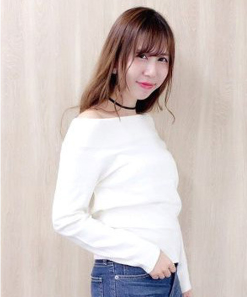 archives（アルシーヴ）の「オフショルプルオーバー（ニット/セーター・レディース・ブラック/カーキ/ワイン/オフホワイト/グレー/ピンク・MEDIUM）」の2枚目の写真