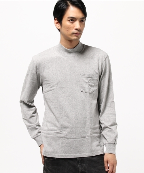 schott（ショット）の「Schott/ショット/LONG SLEEVE MOCK NECK POCKET/モックネック ポケット ロンT（Tシャツ/カットソー・メンズ・グレー/ブラック/ホワイト・MEDIUM/X-LARGE/LARGE/SMALL）」の3枚目の写真