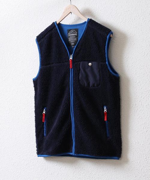 coen（コーエン）の「ボアフリースベスト（ベスト・メンズ・オフホワイト/ネイビー・LARGE/MEDIUM/SMALL/X-LARGE）」の2枚目の写真