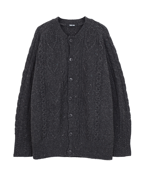 Ne-net（ネネット）の「S トリケーブルニット（カーディガン/ボレロ・レディース・オフホワイト/チャコールグレー/オレンジ・02/03）」の3枚目の写真