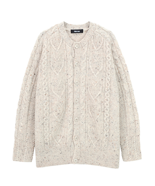 Ne-net（ネネット）の「S トリケーブルニット（カーディガン/ボレロ・レディース・オフホワイト/チャコールグレー/オレンジ・02/03）」の4枚目の写真