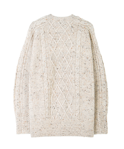 Ne-net（ネネット）の「S トリケーブルニット（カーディガン/ボレロ・レディース・オフホワイト/チャコールグレー/オレンジ・02/03）」の5枚目の写真